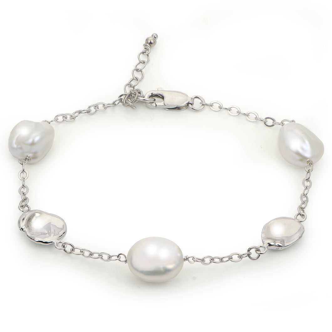Imperial Pearl Keshi Pearl Charm Bracelet