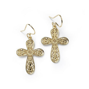 Southern Gates® Scroll Cross Gold Plated Earrings